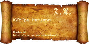 Köpe Mariann névjegykártya