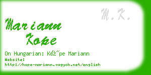 mariann kope business card